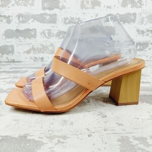 NEW Journee Collection Orange Summer Square Toe Block Heeled Sandals M670